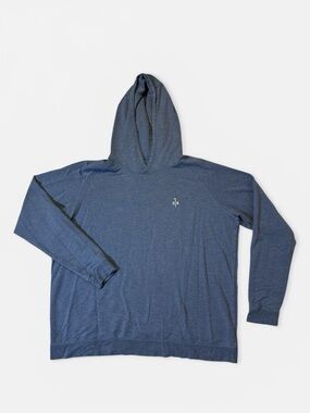 Holderness & Bourne mens 2XL XXL blue solid modal blend fleece golf hoodie EUC